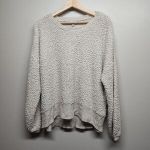 Full Circle Pullover Sweate Women Plus Size 3X Cream Textured Fall Minimalist